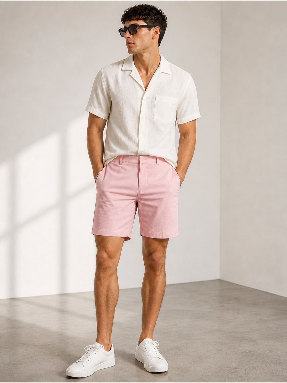 ASOS DESIGN Pink Tailored Shorts W32 Men’s Flat Front Summer Casual Dress Shorts